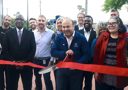 Council Member Adrin Nazarian and community members gathered for a ribbon cutting on April 1, 2026, to celebrate the completion of the Chandler Bikeway Improvements Project